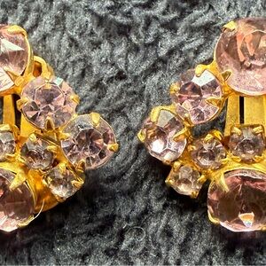 Elegant Gold and Candy Pink Cluster Earrings